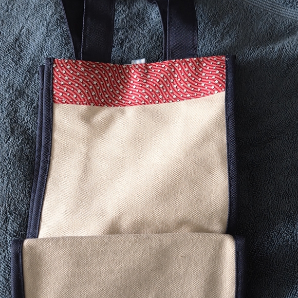 Vineyard Vines Tan and Red Canvas Tote - Picture 2 of 5